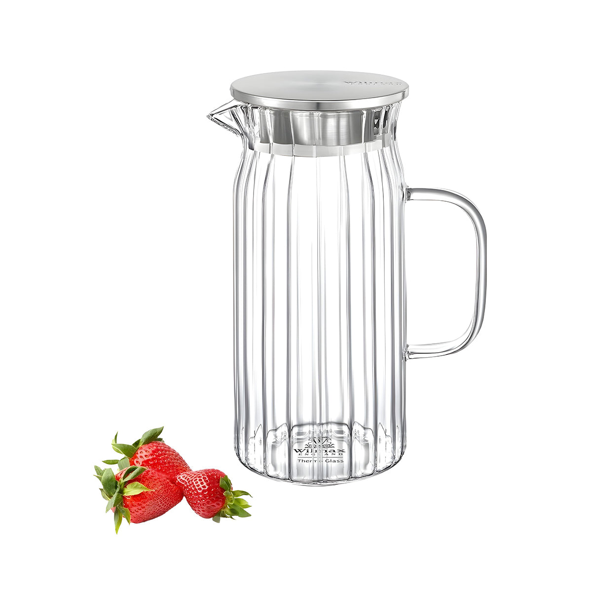 Wilmax Karaffe 1500 ml Thermoglas mit Edelstahl Deckel Transparent WL-888220/A